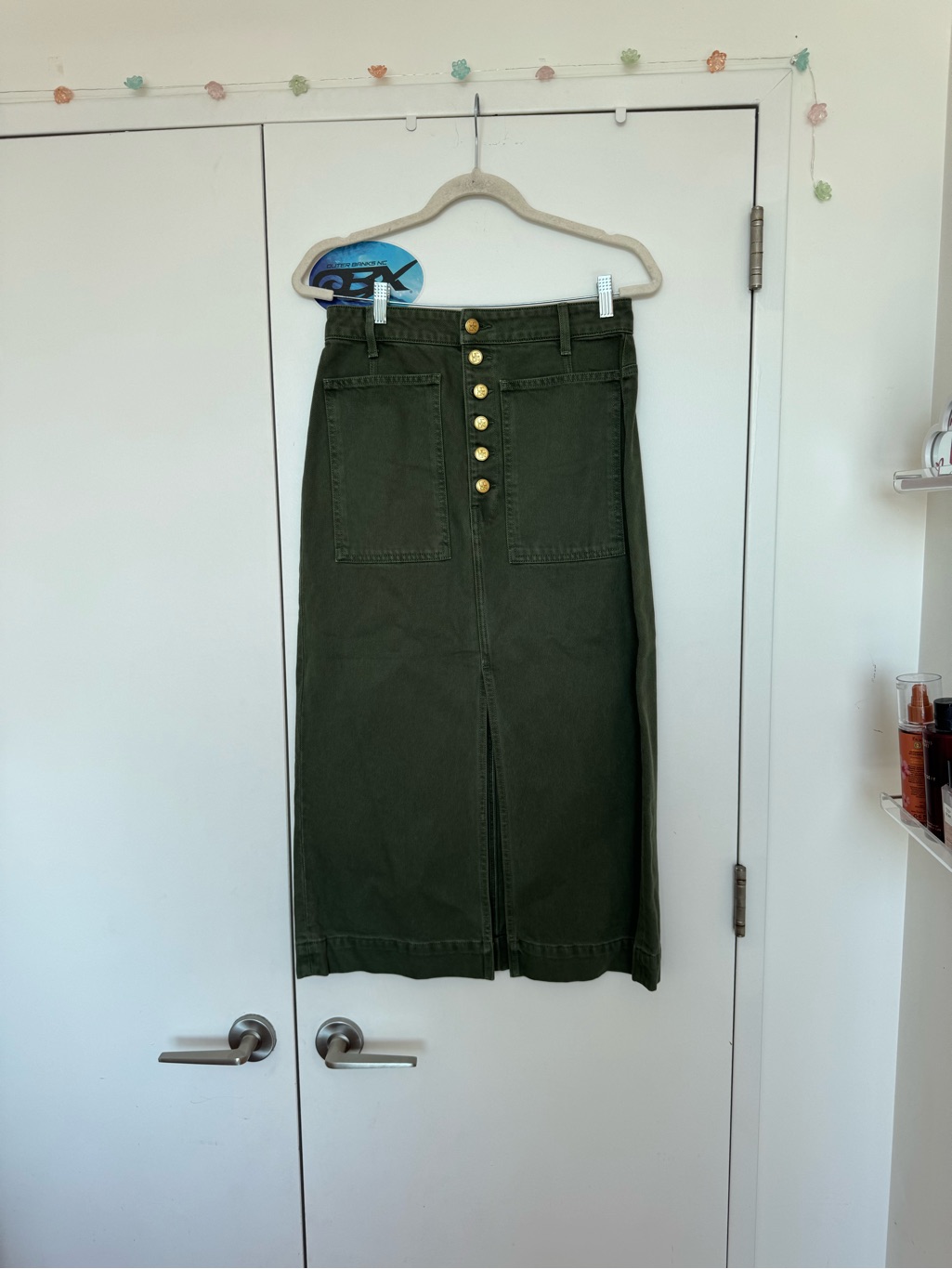 Ulla Johnson Olive Green Button-Front Midi Skirt